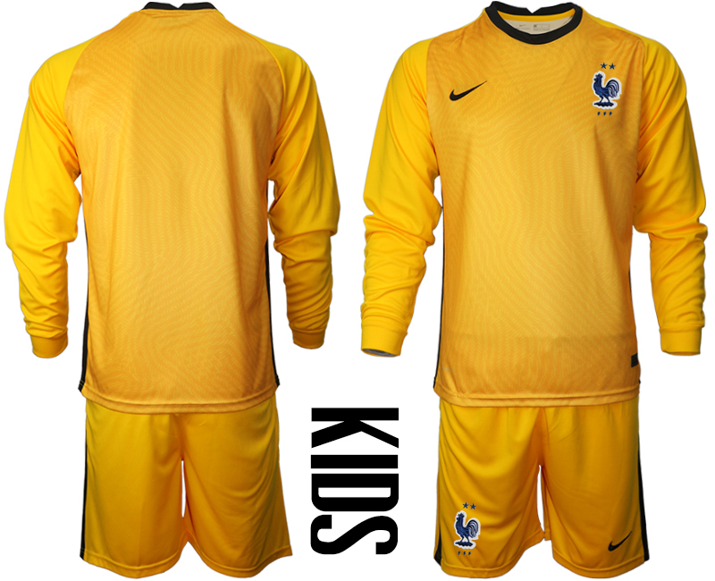 2021 France yellow goalkeeper youth long sleeve soccer jerseys